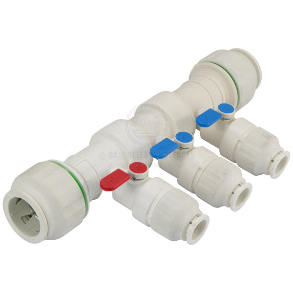 TWISTLOC MANIFOLD SINGLE OPEN TYPE 28MM TUBE INLET 15MM TUBE OUTLET
