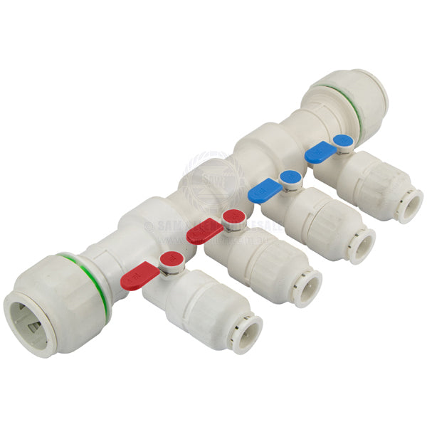 TWISTLOC MANIFOLD SINGLE OPEN TYPE 28MM TUBE INLET 15MM TUBE OUTLET