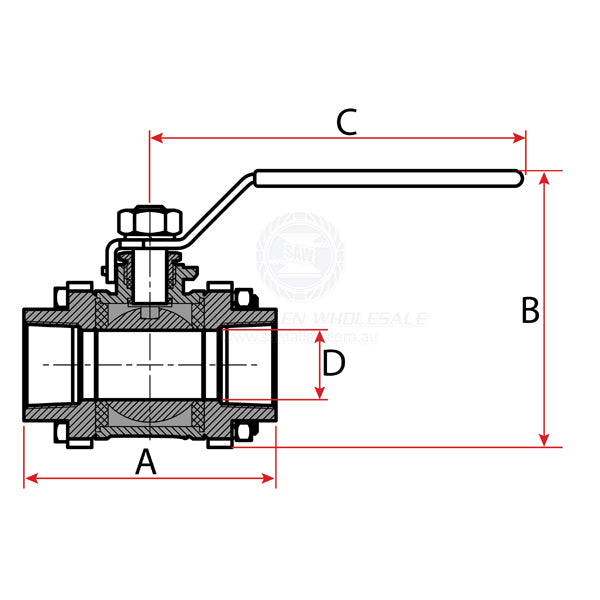 BALL VALVES - BSP - 3 PIECE - STAINLESS STEEL