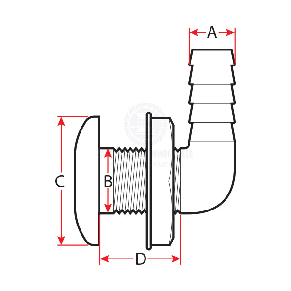SKIN FITTINGS - 90° HOSE TAIL - NYLON & S/S