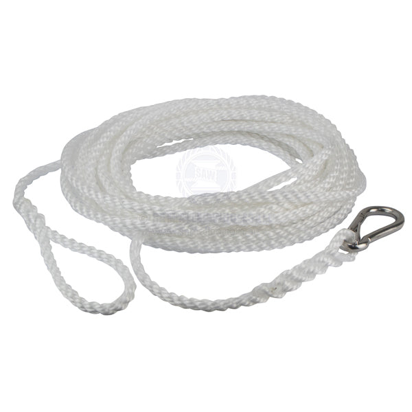 DINGHY PAINTER SILVER ROPE - SPLICED EYE TO S/S SAFETY HOOK