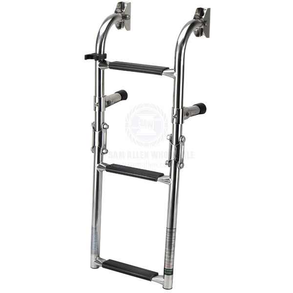 RELAXN LADDER - FOLDING TRANSOM MOUNT - 3 STEP - STAINLESS STEEL