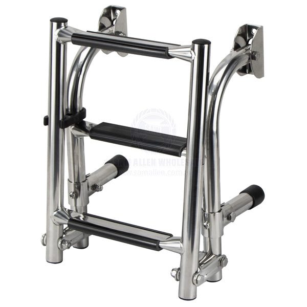 RELAXN LADDER - FOLDING TRANSOM MOUNT - 3 STEP - STAINLESS STEEL