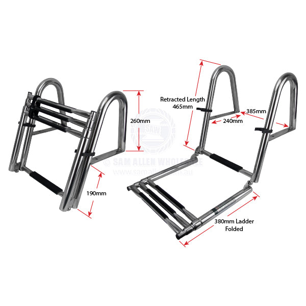 RELAXN LADDER - FOLDING ABOVE PLATFORM - TELESCOPIC - 4 STEPS - STAINLESS STEEL