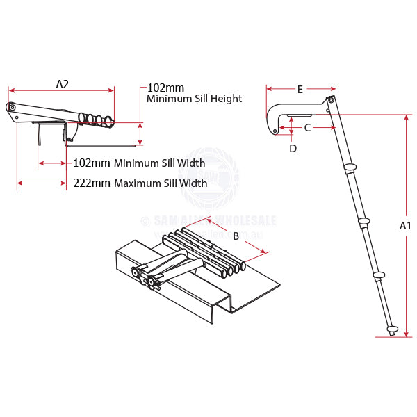 LADDERS - REMOVABLE TELESCOPIC - 4 STEPS - STAINLESS STEEL - HOOK OVER