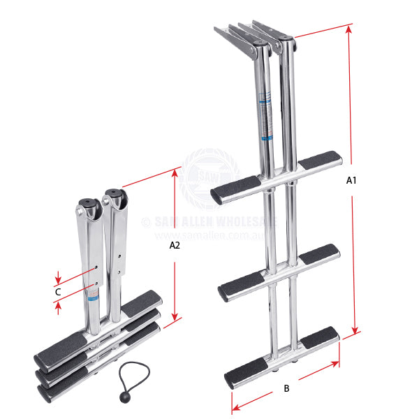 LADDERS - OVER PLATFORM MOUNT - STAINLESS STEEL - TELESCOPIC