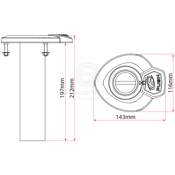 ROD HOLDER - 0° STREAMLINE - ROTATING - STAINLESS STEEL