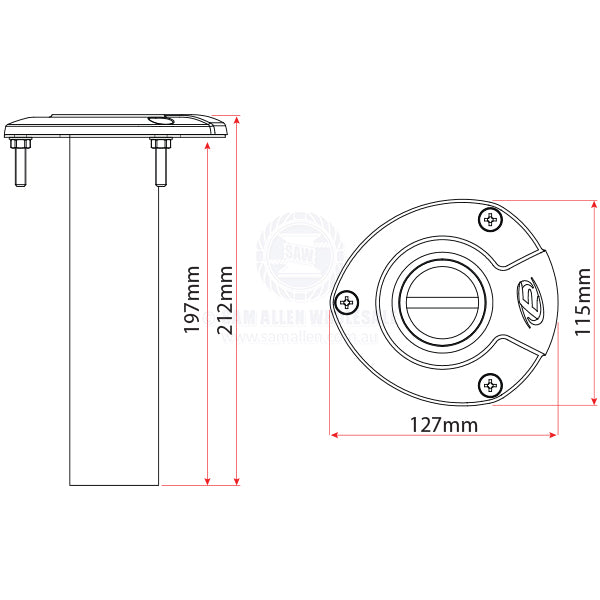 ROD HOLDER - 0° BLUEWATER - FIXED - STAINLESS STEEL