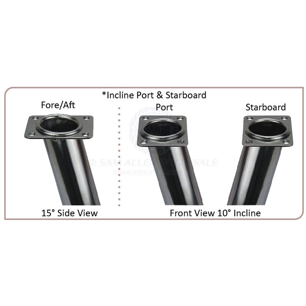 ROD HOLDER - RECTANGULAR HEAD - FLUSH MOUNT - STAINLESS STEEL