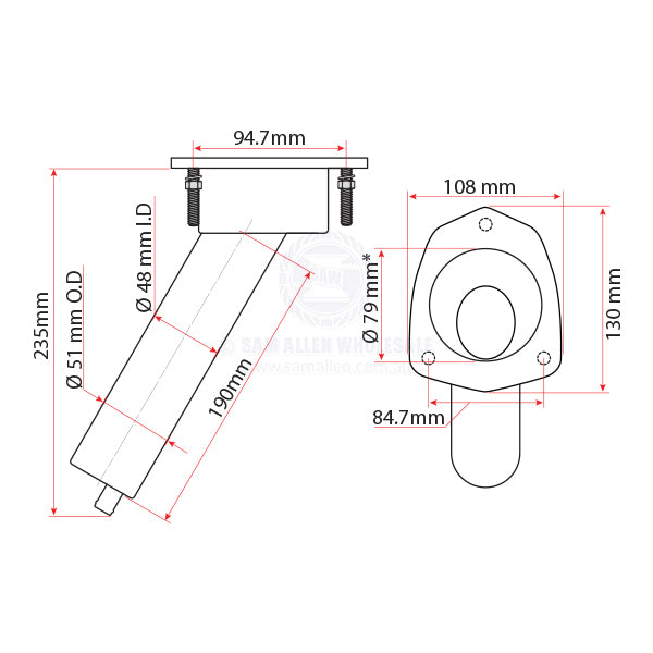 RELAXN MAKO SERIES ROD/CUP HOLDER - STAINLESS STEEL - CONCEALED MOUNT