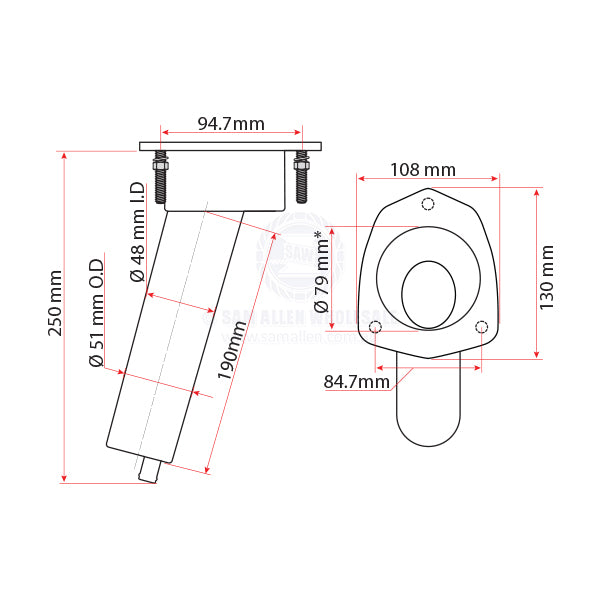 RELAXN MAKO SERIES ROD/CUP HOLDER - STAINLESS STEEL - CONCEALED MOUNT