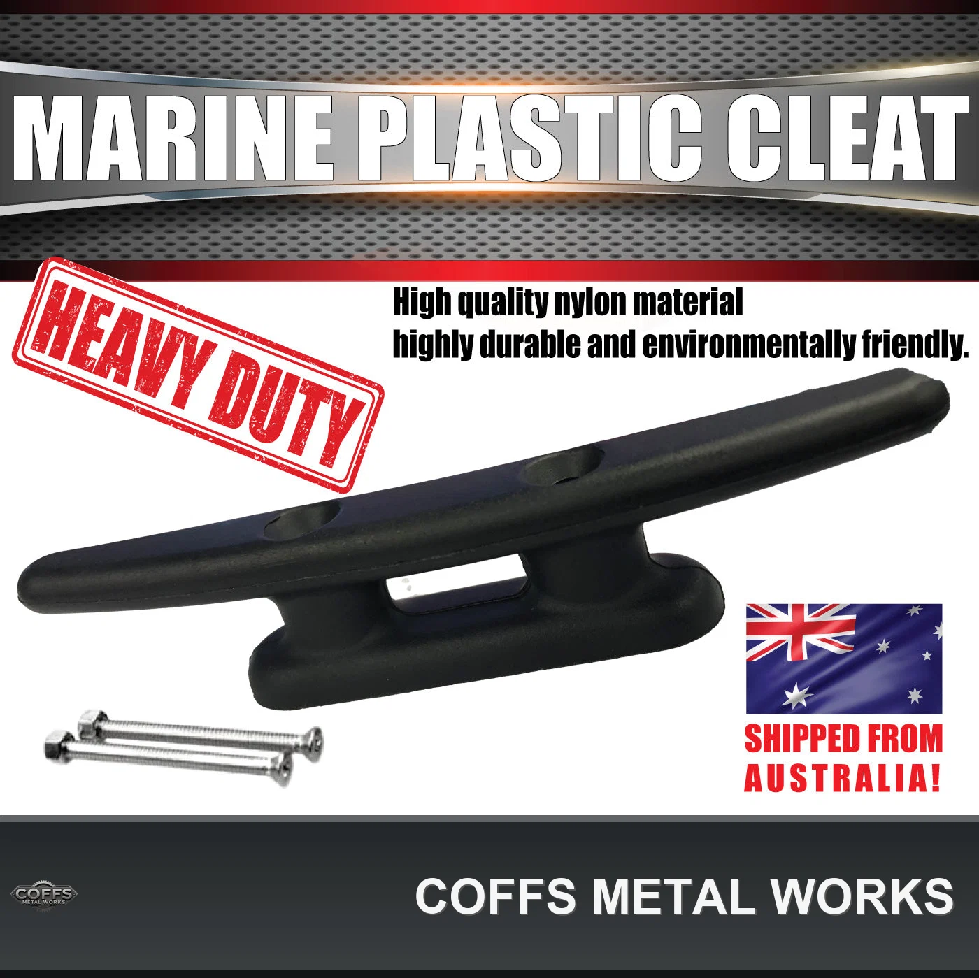 4x-100mm-marine-boat-yacht-black-nylon-plastic-cleat-ss-bolts-uv-resistant-coffs-metal-03