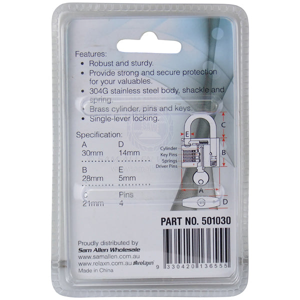 RELAXN PADLOCKS - STANDARD - STAINLESS STEEL