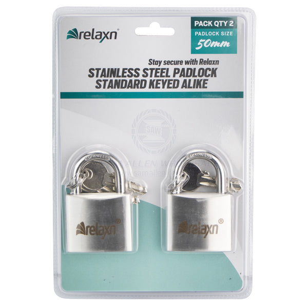 RELAXN PADLOCKS - KEYED ALIKE - STAINLESS STEEL