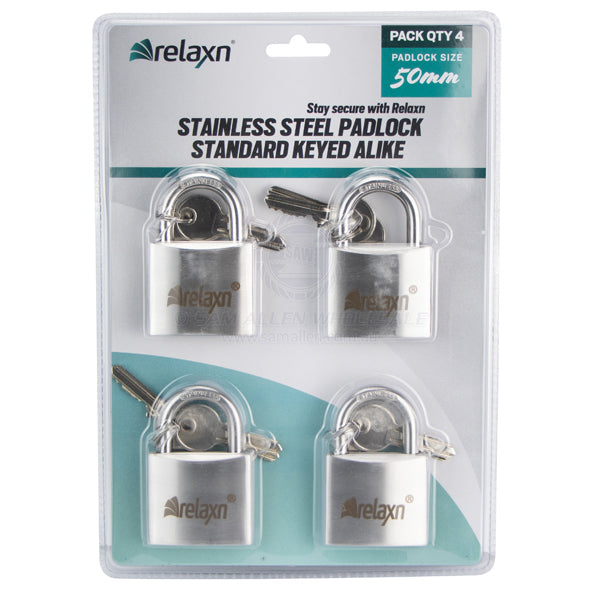 RELAXN PADLOCKS - KEYED ALIKE - STAINLESS STEEL