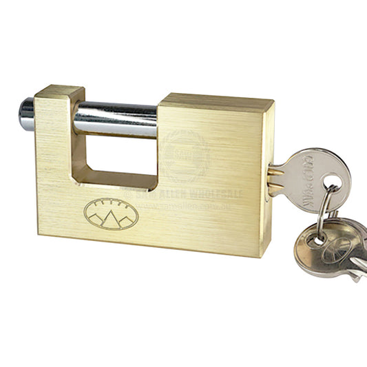 PADLOCK - SHIPPING CONTAINER HEAVY DUTY BRASS RECTANGULAR 80MM