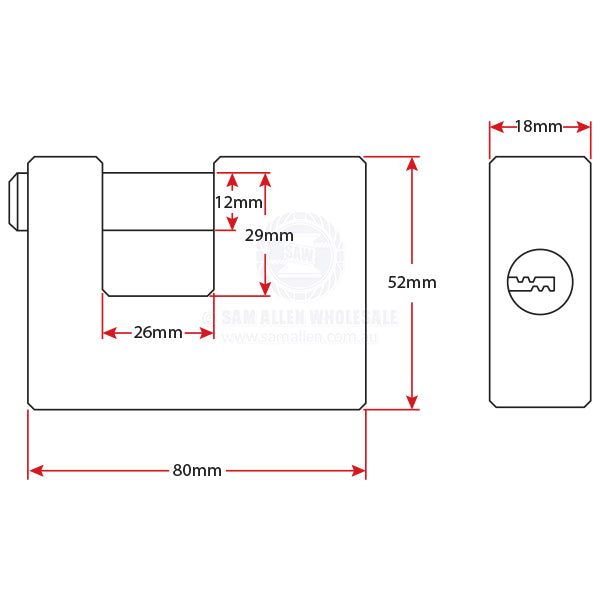 PADLOCK - SHIPPING CONTAINER HEAVY DUTY BRASS RECTANGULAR 80MM