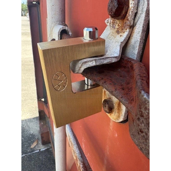 PADLOCK - SHIPPING CONTAINER HEAVY DUTY BRASS RECTANGULAR 80MM