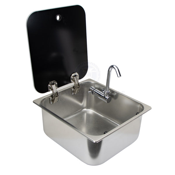 SINKS - WITH LID & FOLDING TAP - STAINLESS STEEL