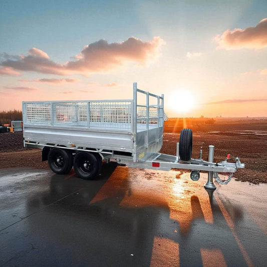 10 x 6 Ft HD Flat Deck Trailer With Loading Ramps and Cage ATM 3.5 or 4.5 Tonne Genuine