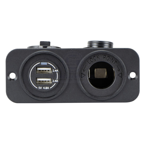RELAXN SOCKET - DUAL PANEL - DUAL USB-A CHARGER & CIGARETTE LIGHTER