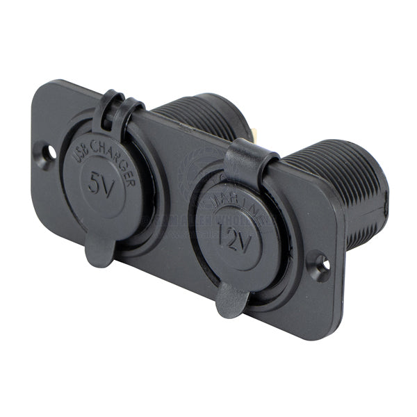 RELAXN SOCKET - DUAL PANEL - DUAL USB-A CHARGER & CIGARETTE LIGHTER