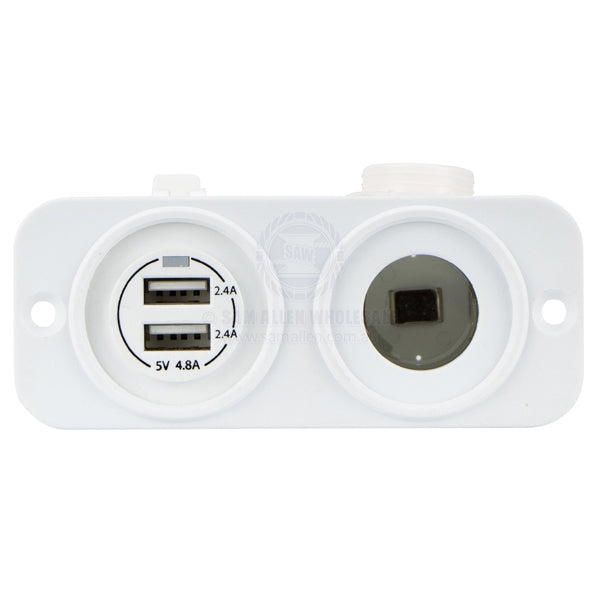 RELAXN SOCKET - DUAL PANEL - DUAL USB-A CHARGER & CIGARETTE LIGHTER