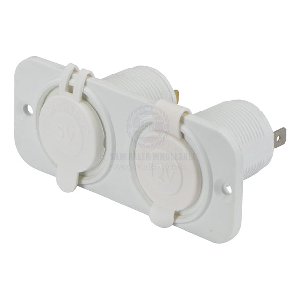 RELAXN SOCKET - DUAL PANEL - DUAL USB-A CHARGER & CIGARETTE LIGHTER