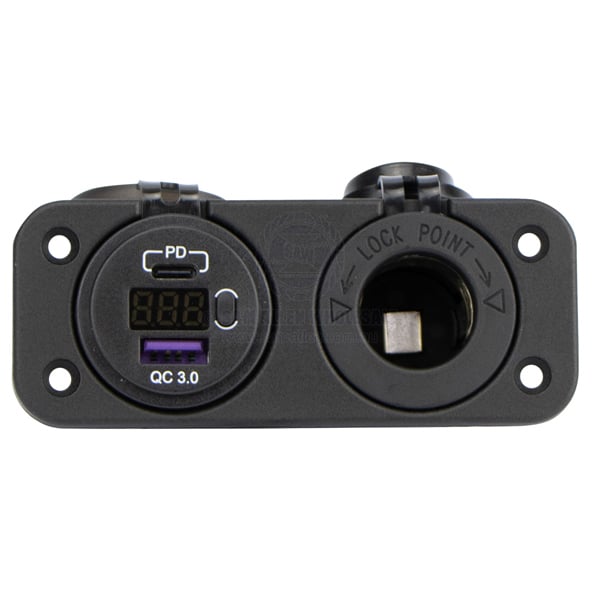 RELAXN SOCKET - DUAL PANEL - VOLTMETER, DUAL USB-A / USB-C CHARGER & CIGARETTE LIGHTER