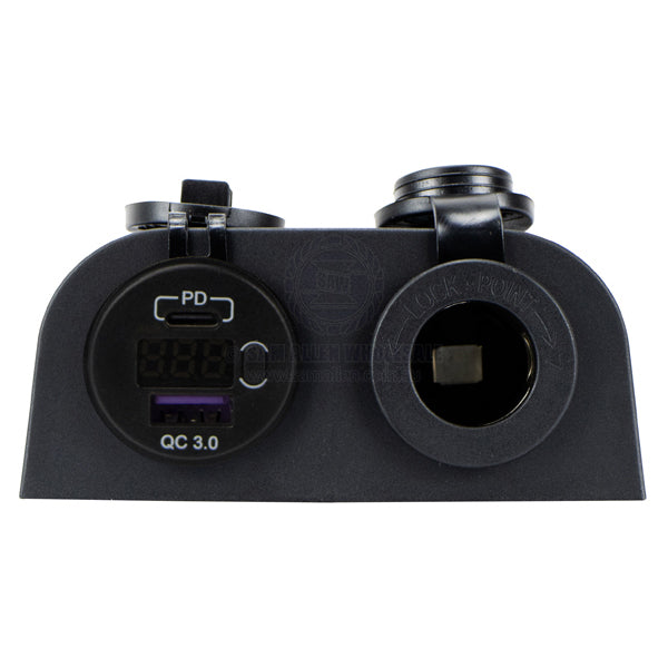 RELAXN SOCKET - DUAL SURFACE MOUNT - VOLTMETER, DUAL USB-A / USB-C CHARGER & CIGARETTE LIGHTER