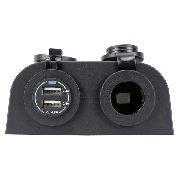 RELAXN SOCKET - DUAL SURFACE MOUNT - DUAL USB-A CHARGER & CIGARETTE LIGHTER