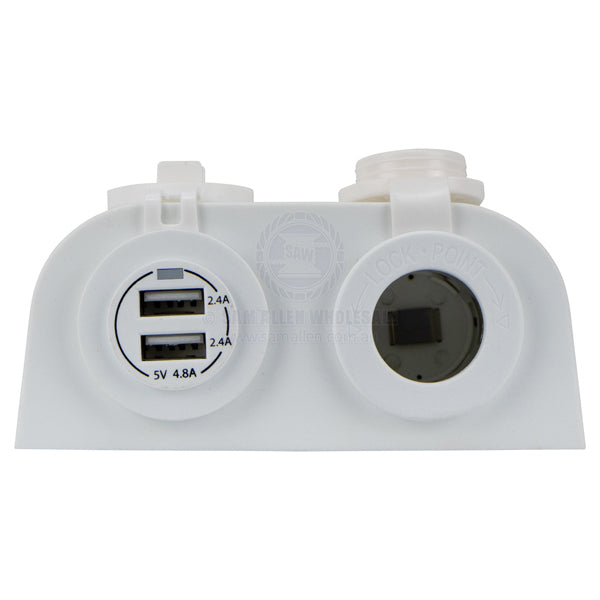 RELAXN SOCKET - DUAL SURFACE MOUNT - DUAL USB-A CHARGER & CIGARETTE LIGHTER
