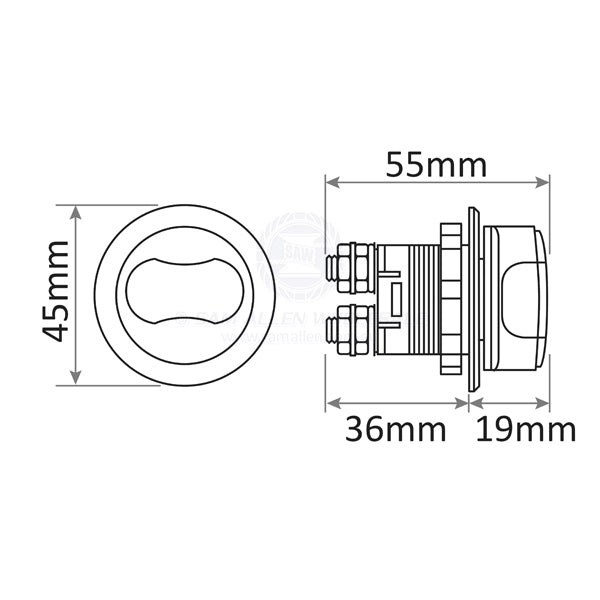 RELAXN BATTERY ISOLATOR SWITCH - 2 POSITION - MINI