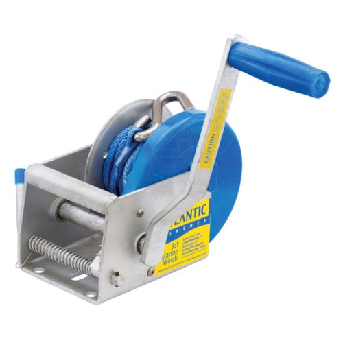 ATLANTIC WINCH - HAND - 3:1 Winch trailer Atlantic 3:1 500kg with 6m x 4mm Dyneema & SS S hook anchor