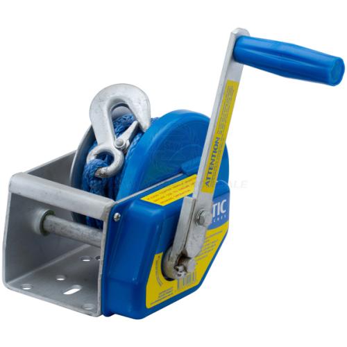 ATLANTIC WINCH - HAND - BRAKE - 5:1 Winch brake Atlantic 5:1 300kg lift 7.5mm x 5mm Dyneema with gal hook trailer winch