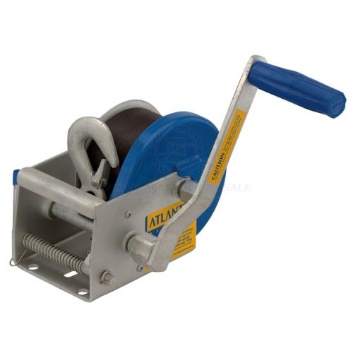 ATLANTIC WINCH - HAND - 5:1 1:1 Winch trailer Atlantic 5:1/1:1 700kg 7.5 m strap with gal hook anchor