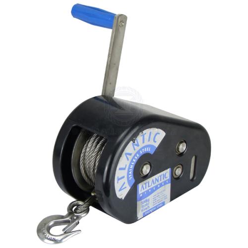 ATLANTIC WINCH - HAND - BRAKE - 10:1 Winch brake Atlantic SS 10:1 500kg 7.5mm x 6mm gal cable & snap hook trailer winch
