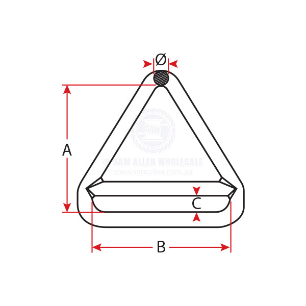 TRIANGLE RING - DOUBLE BAR - STAINLESS STEEL