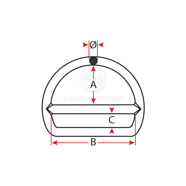 D RING - DOUBLE BAR - STAINLESS STEEL