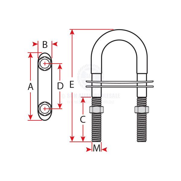 U-BOLTS - STEPPED - STAINLESS STEEL