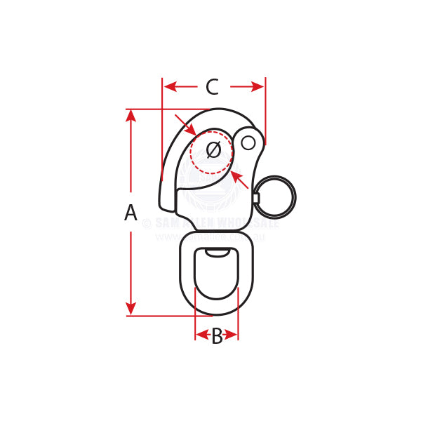 SNAP SHACKLE - SWIVEL EYE - STAINLESS STEEL