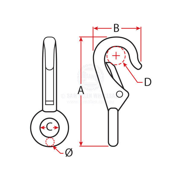 SNAP HOOKS - FIXED EYE - CAST STAINLESS STEEL