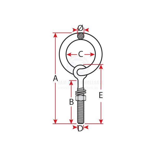 RING BOLT - STAINLESS STEEL