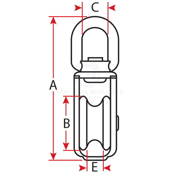 PULLEY - SINGLE - SWIVEL TOP - S/S