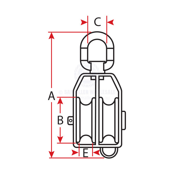 PULLEY - DOUBLE & BECKET - SWIVEL TOP - S/S