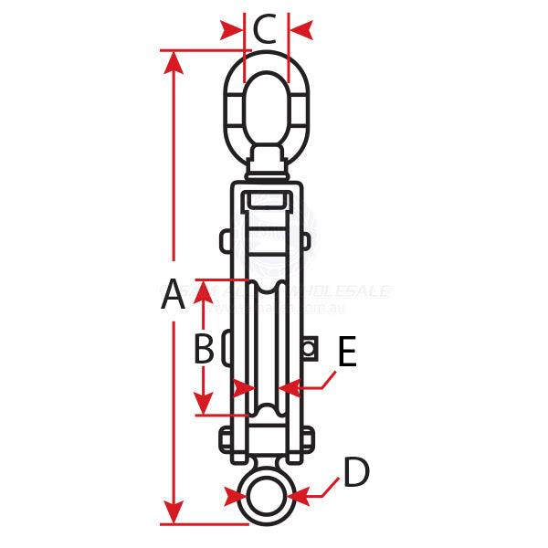 BLOCK - SINGLE TRAWL - STAINLESS STEEL