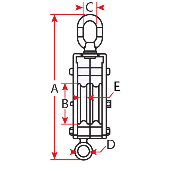 BLOCK - DOUBLE TRAWL - STAINLESS STEEL