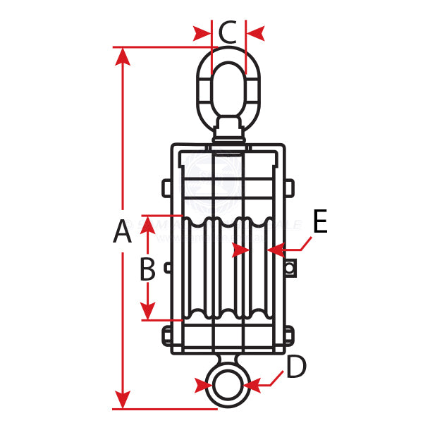 BLOCK - TRIPLE TRAWL - STAINLESS STEEL