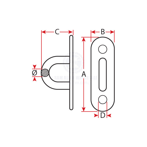 PAD EYES - OBLONG - STAINLESS STEEL