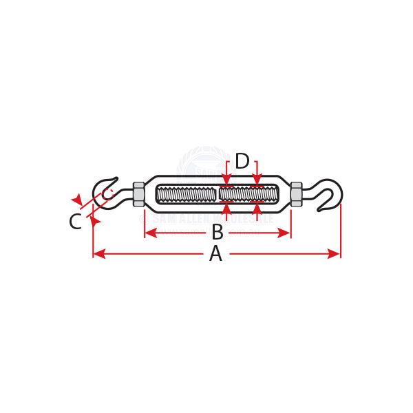 TURNBUCKLES - OPEN BODY - HOOK & HOOK - S/S
